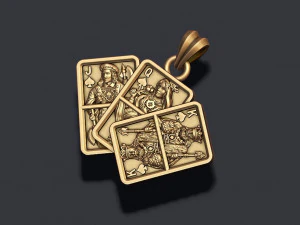 Pair of spades jacks queens kings playing cards pendant 3D Print Model
