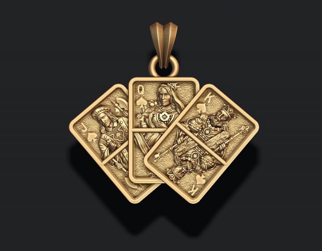 Pair of spades jacks queens kings playing cards pendant Modelo de Impressão 3D .c4d .max .obj .3ds .fbx .stl .blend 