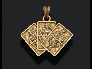 Pair of spades jacks queens kings playing cards pendant 3D प्रिंट मॉडल