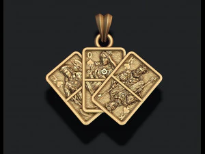 Pair of spades jacks queens kings playing cards pendant 3D Print Model
