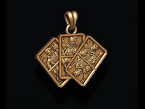 Pair of spades jacks queens kings playing cards pendant 3D Print Model