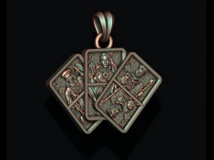 Pair of spades jacks queens kings playing cards pendant 3D Print Model