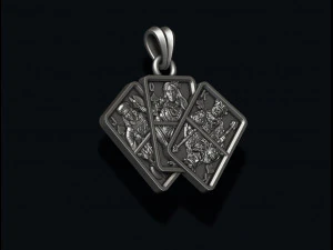 Pair of spades jacks queens kings playing cards pendant 3D Print Model