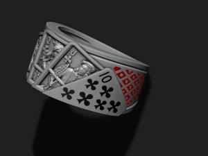 Pair of clubs playing cards ring Modèles 3D en vedette