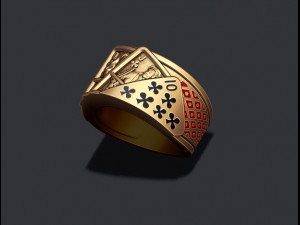 Pair of clubs playing cards ring Modèles 3D en vedette
