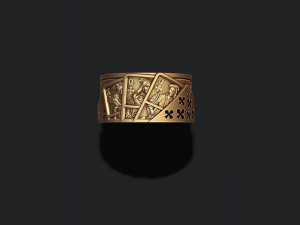 Pair of clubs playing cards ring Modèles 3D en vedette