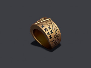 Pair of clubs playing cards ring Modèles 3D en vedette