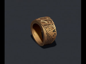 Pair of clubs playing cards ring Modèles 3D en vedette