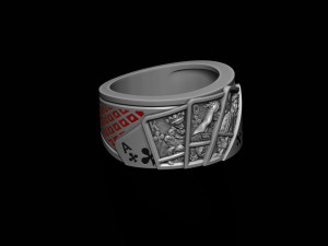 Pair of clubs playing cards ring Modèles 3D en vedette