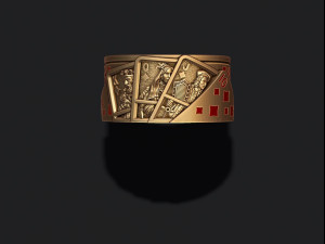 Pair of diamonds playing cards ring Modelo de Impressão 3D