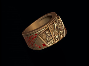 Pair of diamonds playing cards ring Modelo de Impressão 3D