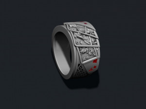 Pair of diamonds playing cards ring Modelo de Impressão 3D