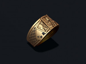 Pair of spades playing cards ring Model do druku 3D