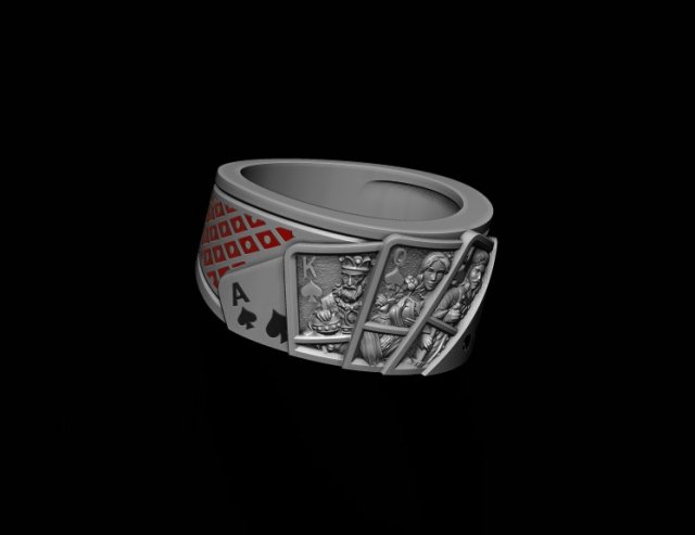 Pair of spades playing cards ring Model do druku 3D .c4d .max .obj .3ds .fbx .stl .blend 