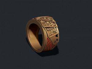 Pair of spades playing cards ring Model do druku 3D