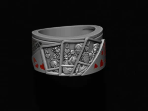 Pair of hearts playing cards ring 3D Print Model