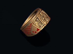 Pair of hearts playing cards ring 3Dプリントモデル
