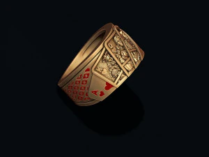 Pair of hearts playing cards ring 3D Print Model