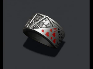 Pair of hearts playing cards ring 3D Print Model