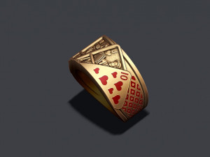 Pair of hearts playing cards ring 3Dプリントモデル