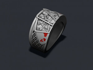 Pair of hearts playing cards ring 3Dプリントモデル