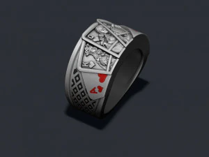 Pair of hearts playing cards ring 3D Print Model