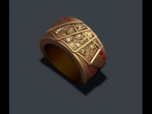 Pair of hearts playing cards ring 3D Print Model