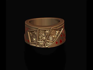 Pair of hearts playing cards ring 3D Print Model