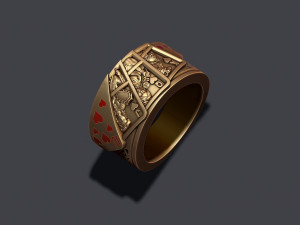 Pair of hearts playing cards ring 3Dプリントモデル