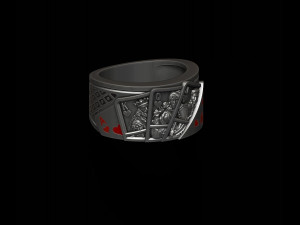 Pair of hearts playing cards ring 3Dプリントモデル