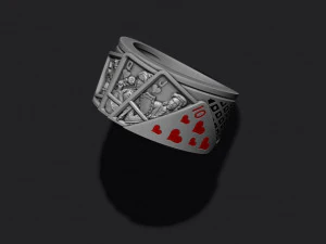 Pair of hearts playing cards ring 3D Print Model