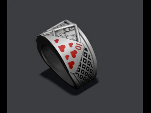 Pair of hearts playing cards ring 3D Print Model