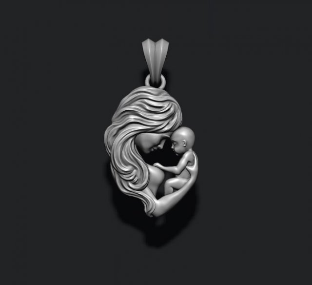 Mother with baby pendant Modelo de Impressão 3D .c4d .max .obj .3ds .fbx .stl .blend 