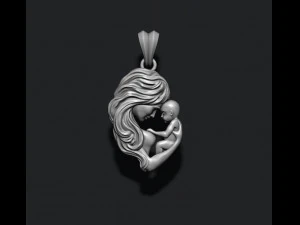 赤ちゃんのペンダントを持つ母親 3Dプリントモデル