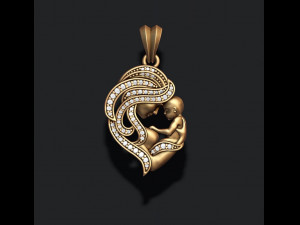 Mother with baby pendant gems 3Dプリントモデル
