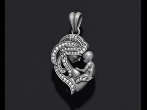 Mother with baby pendant gems 3D 打印模型