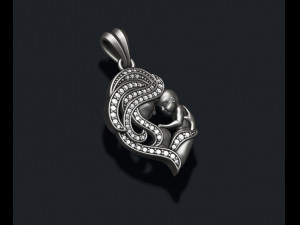 Mother with baby pendant gems 3D 打印模型