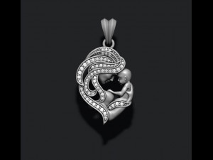 Mother with baby pendant gems 3D 打印模型