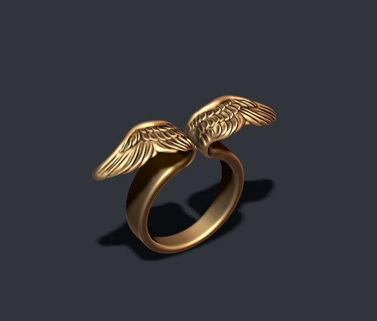 Wings ring 3D Print Model .c4d .max .obj .3ds .fbx .stl .blend 