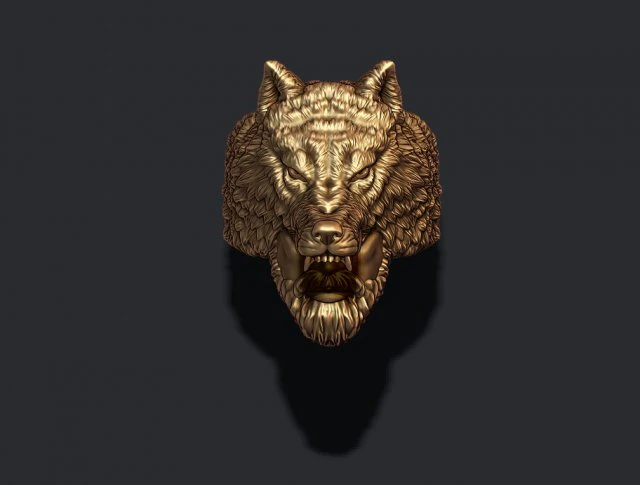 Man wolf ring 3D Print Model .c4d .max .obj .3ds .fbx .stl .blend