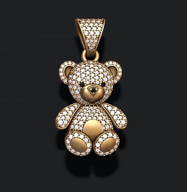Bear pendant with gems 3D Принт Модель .c4d .max .obj .3ds .fbx .stl .blend