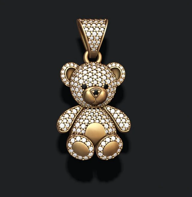 Bear pendant with gems 3D Print Model .c4d .max .obj .3ds .fbx .stl .blend