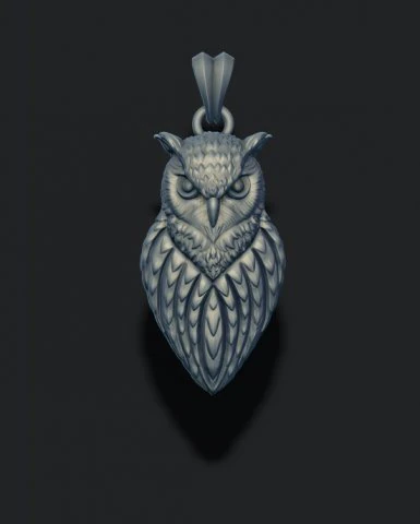 Owl pendant 3D Print Model .c4d .max .obj .3ds .fbx .stl .blend