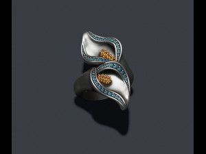 Calla lily ring with gems Modèles 3D en vedette