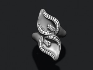 Calla lily ring with gems Modèles 3D en vedette
