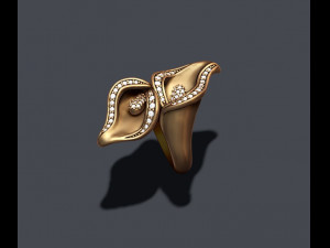 Calla lily ring with gems Modèles 3D en vedette