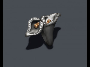 Calla lily ring with gems Modèles 3D en vedette