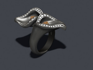 Calla lily ring with gems Modèles 3D en vedette