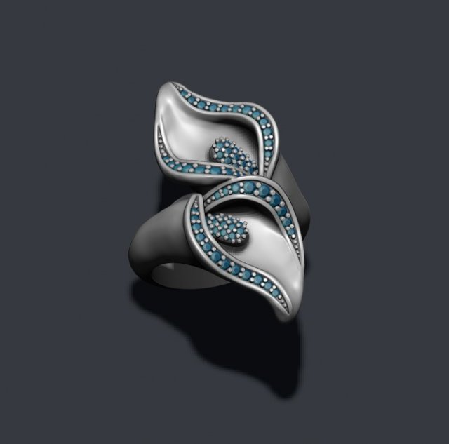 Calla lily ring with gems Modèles 3D en vedette .c4d .max .obj .3ds .fbx .stl .blend 