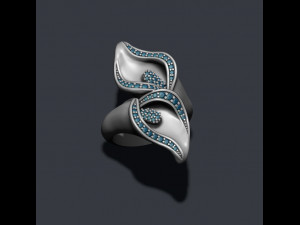 Calla lily ring with gems 3D Print Model